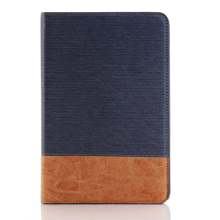 Cross Texture Contrast Color for iPad mini 4 Leather Cover Stand Case - Dark Blue