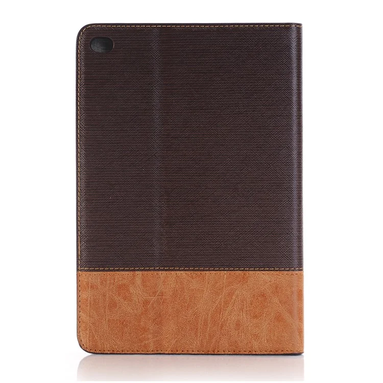 Caso de Couro para iPad mini 4 com Textura Cruzada e Cor de Contraste - Café