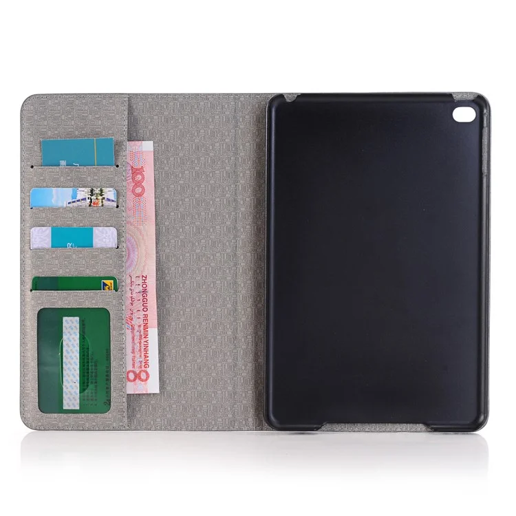 Cross Texture Contrast Color for iPad mini 4 Leather Case Card Holder - Coffee