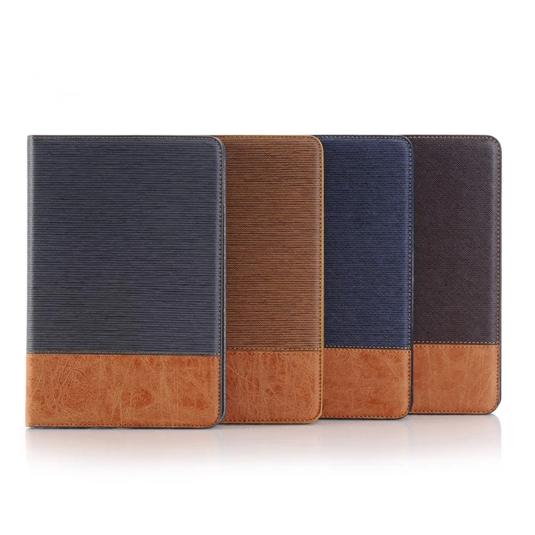 Caso de Couro para iPad mini 4 com Textura Cruzada e Cor de Contraste - Café