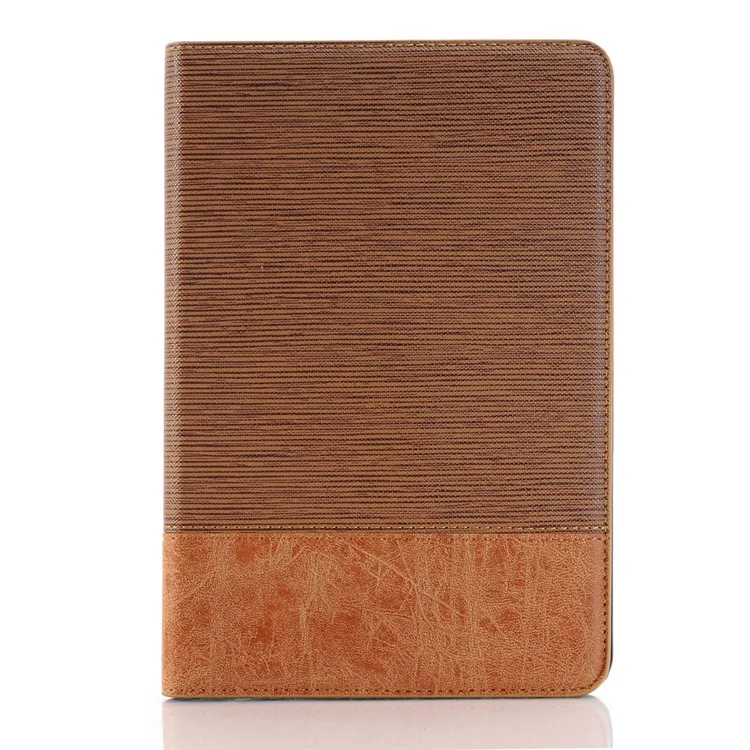 Cross Texture Contrast Color for iPad mini 4 Leather Cover Card Holder - Brown