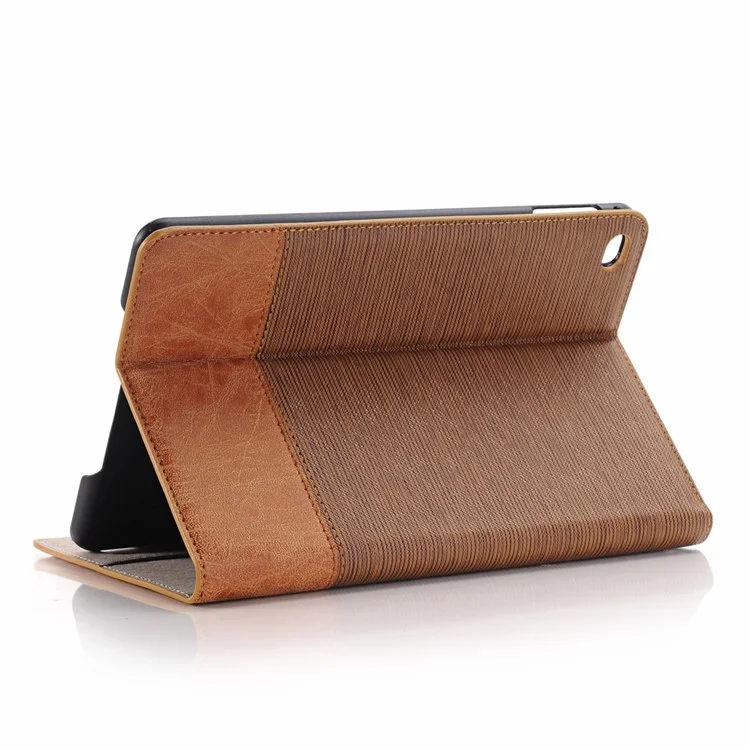 Textura Cruzada Contraste Cor para iPad mini 4 Capa de Couro Com Suporte para Cartões - Marrom