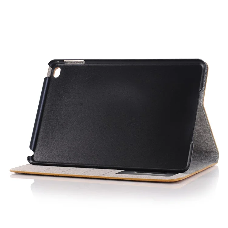 Cross Texture Contrast Color for iPad mini 4 Leather Cover Card Holder - Brown