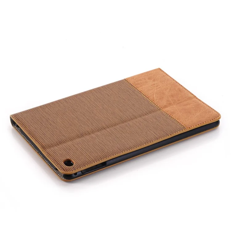 Cross Texture Contrast Color for iPad mini 4 Leather Cover Card Holder - Brown