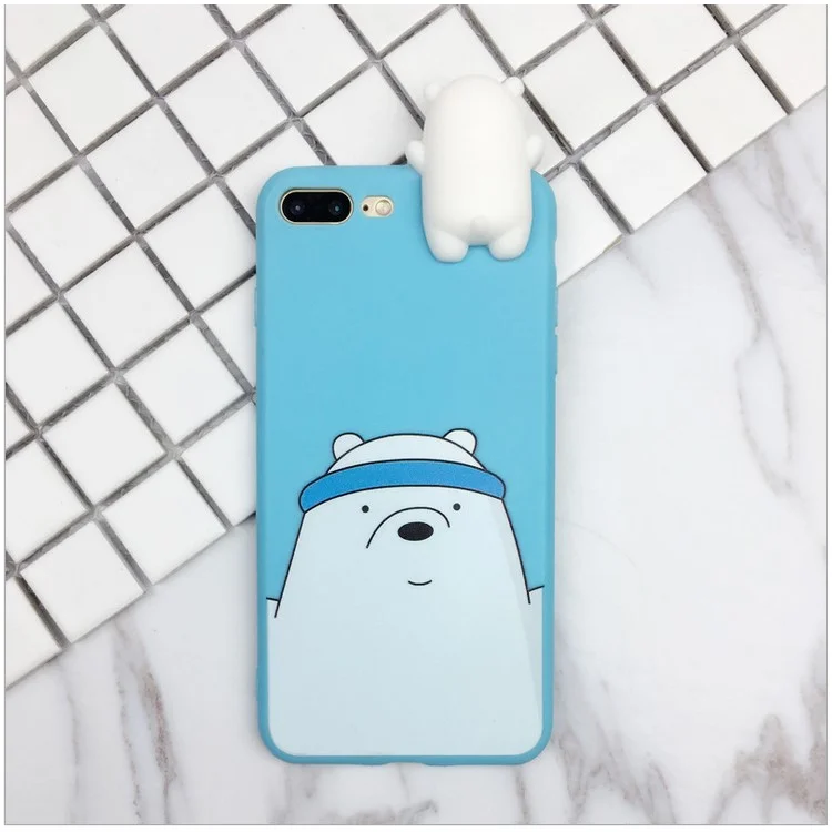 Cute Cartoon Pattern TPU Back Case with 3D Doll Figure for iPhone 8 Plus / 7 Plus 5.5 inch - Polar Bear