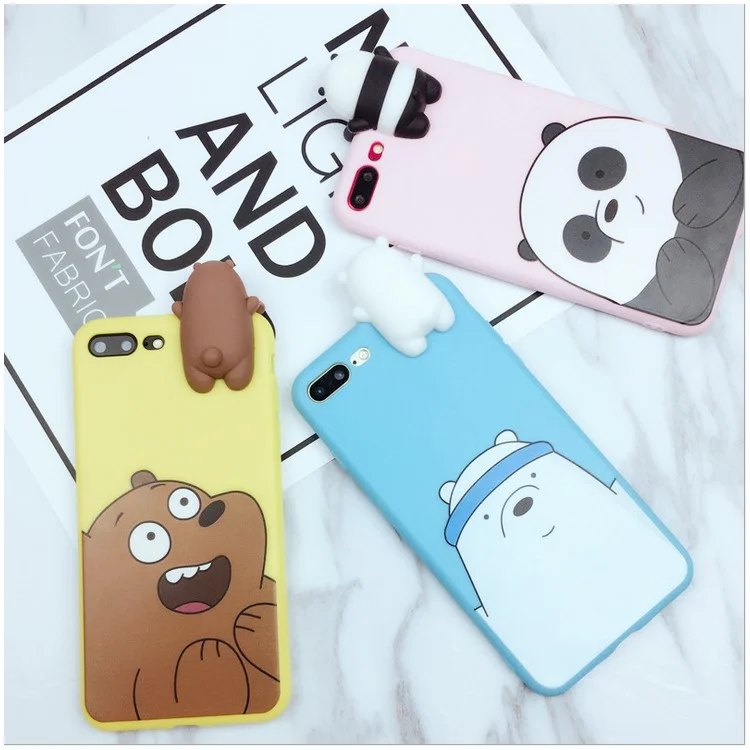 Cute Cartoon Pattern TPU Back Case with 3D Doll Figure for iPhone 8 Plus / 7 Plus 5.5 inch - Polar Bear