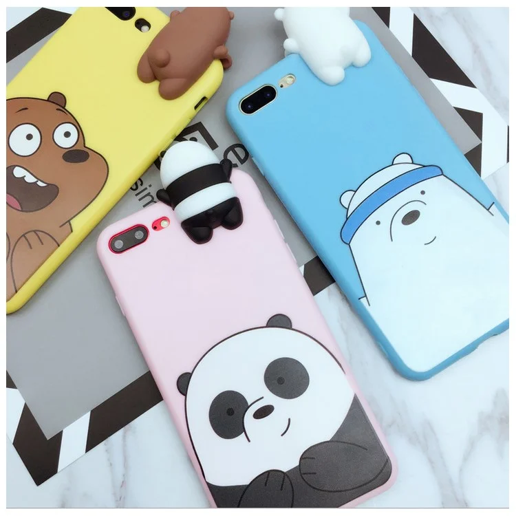 Cute Cartoon Pattern TPU Back Case with 3D Doll Figure for iPhone 8 Plus / 7 Plus 5.5 inch - Polar Bear