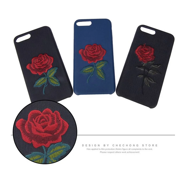 Embroidery Design TPU Case for iPhone 8 Plus / 7 Plus 5.5 inch - Red Snake Black Background