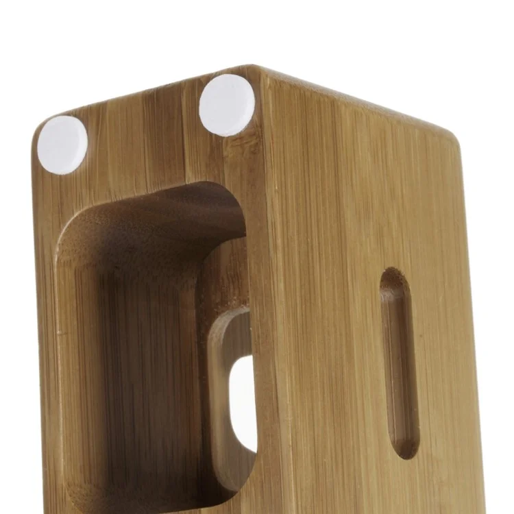 soporte de pantalla de soporte de carga de madera para iphone 6 / apple watch 38 mm / 42 mm, etc.