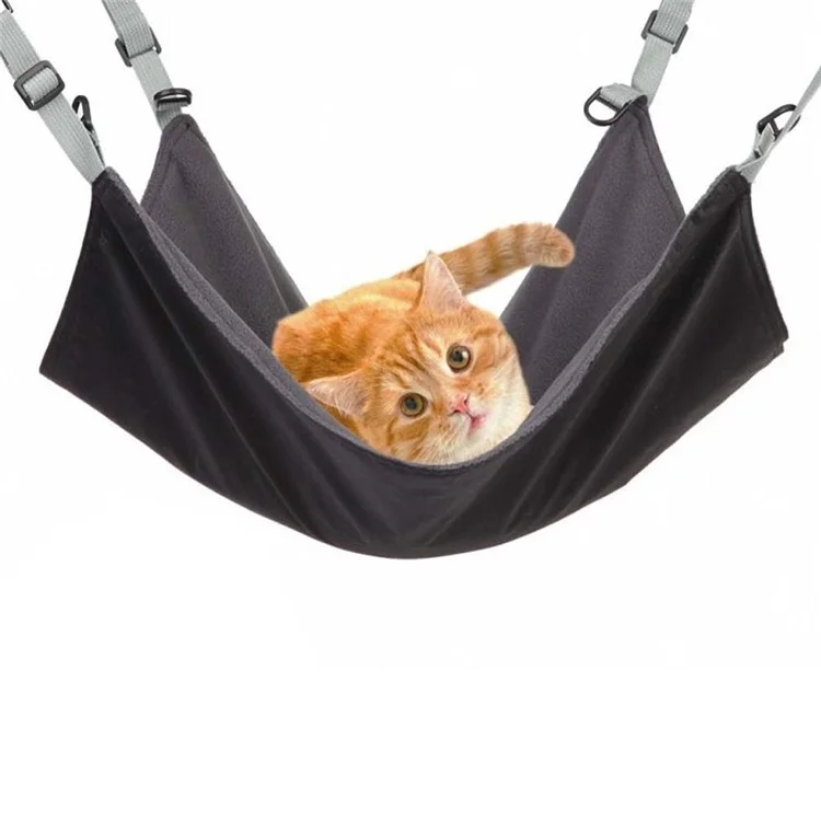 Reversible 2 Sides Pet Cat Cage Hammock Bed Mat Soft Sleepy Pad Resting Hammock - Black