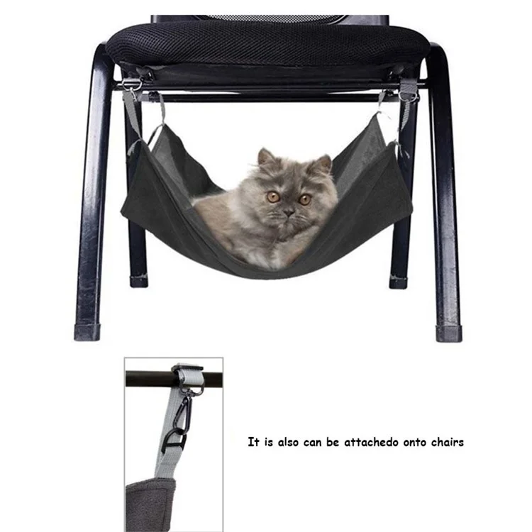 Reversible 2 Sides Pet Cat Cage Hammock Bed Mat Soft Sleepy Pad Resting Hammock - Black