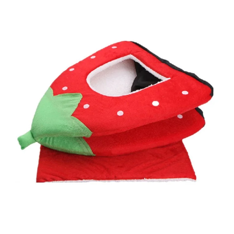 Strawberry Fluff Foldable Dog Bed House, XL: 43 x 43 x 45cm - Red