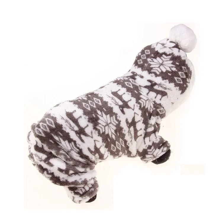 Soft Pet Dog Winter Clothing Coat Deer Pattern Coat Coral Fleece Dog Jacket - Grey/Size: XXL