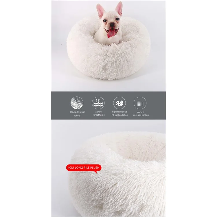 Dog Round Cat Winter Warm Sleeping Bag Plush Soft Pet Bed Calming Bed 40x26cm - White