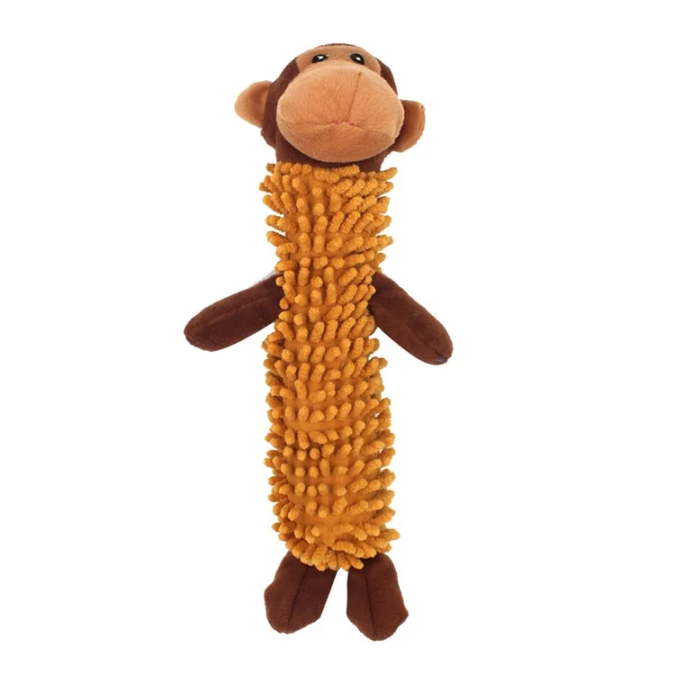 Pet Dog Cat Plush Monkey Sheep Crocodile Sound Bite Playing Toy - Brown Monkey