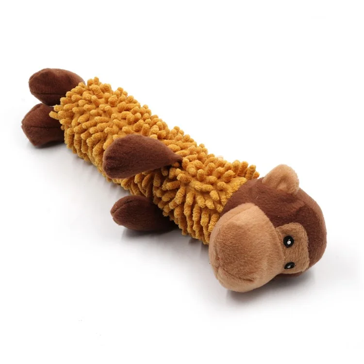 Pet Dog Cat Plush Monkey Sheep Crocodile Sound Bite Playing Toy - Brown Monkey