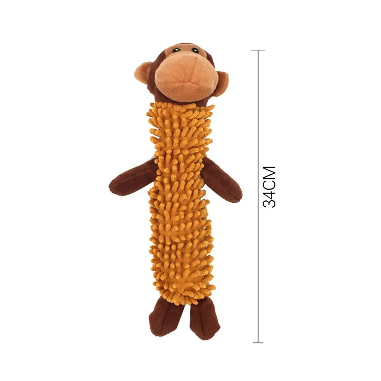 Pet Dog Cat Plush Monkey Sheep Crocodile Sound Bite Playing Toy - Brown Monkey