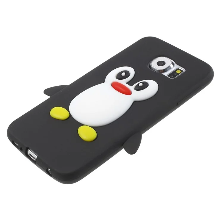 Cute 3D Penguin Soft Silicone Back Case for Samsung Galaxy S6 G920 - Black