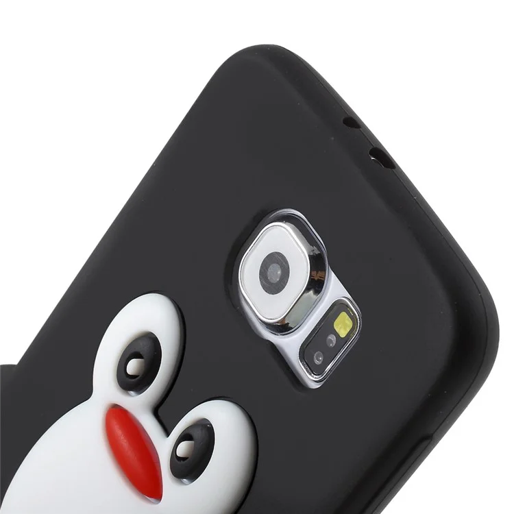 Cute 3D Penguin Soft Silicone Back Case for Samsung Galaxy S6 G920 - Black