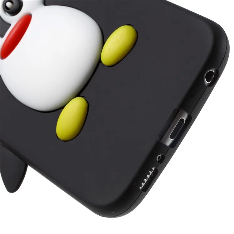 Cute 3D Penguin Soft Silicone Back Case for Samsung Galaxy S6 G920 - Black