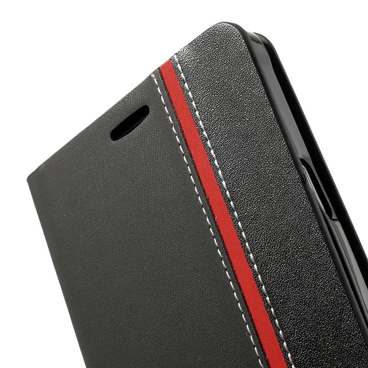 Contrasting Color Leather Card Holder Case for Samsung Galaxy Note 4 N910 - Black