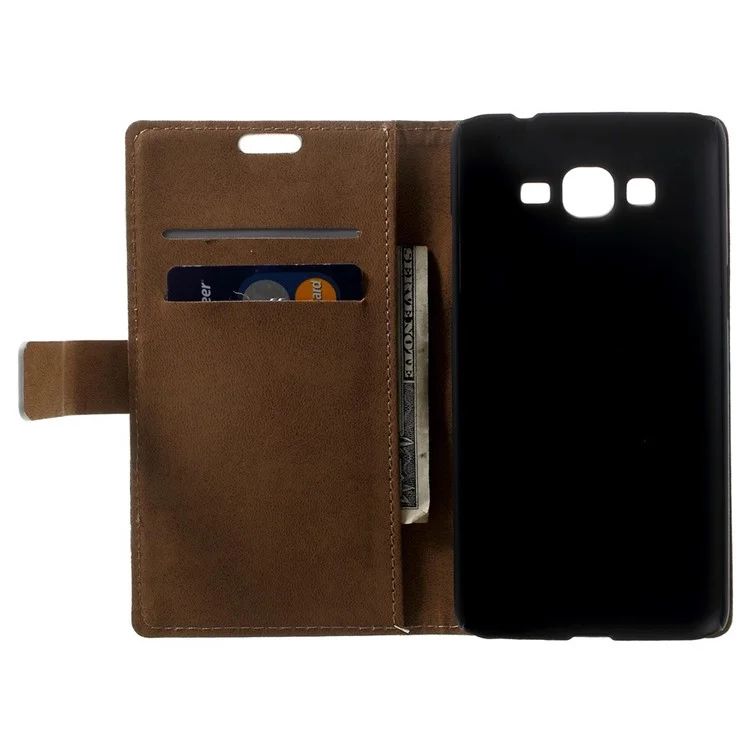 Eiffel Tower & Quill Pen Leather Magnetic Case w/ Stand for Samsung Galaxy Grand Prime SM-G530H