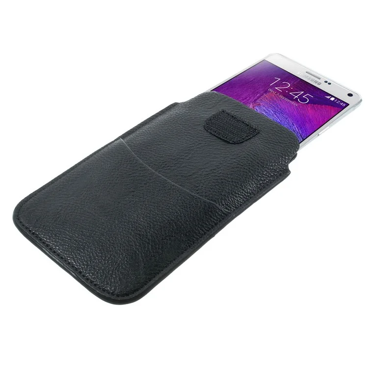 PU Leather Pouch Case w/ Card Slot for Samsung Galaxy Note 4 N910, Size: 16.5 x 9.8cm - Black