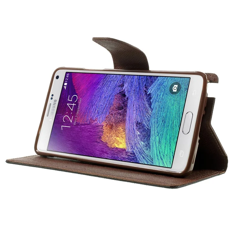 MERCURY Goospery Fancy Diary Wallet Leather Stand Cover for Samsung Galaxy Note 4 N910 - Brown / Black