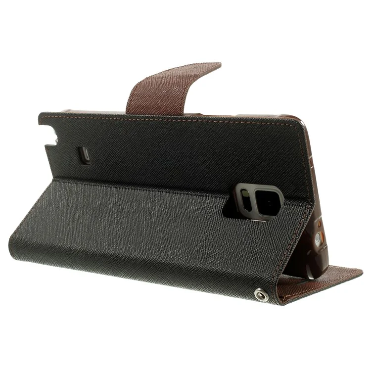 MERCURY Goospery Fancy Diary Wallet Leather Stand Cover for Samsung Galaxy Note 4 N910 - Brown / Black