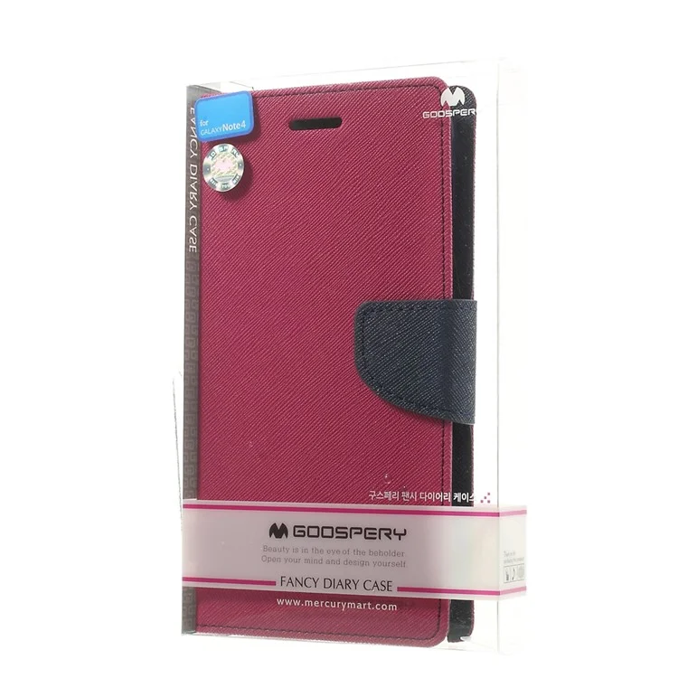 MERCURY Goospery Fancy Diary Leather Magnetic Cover w/ Stand for Samsung Galaxy Note 4 N910 - Rose