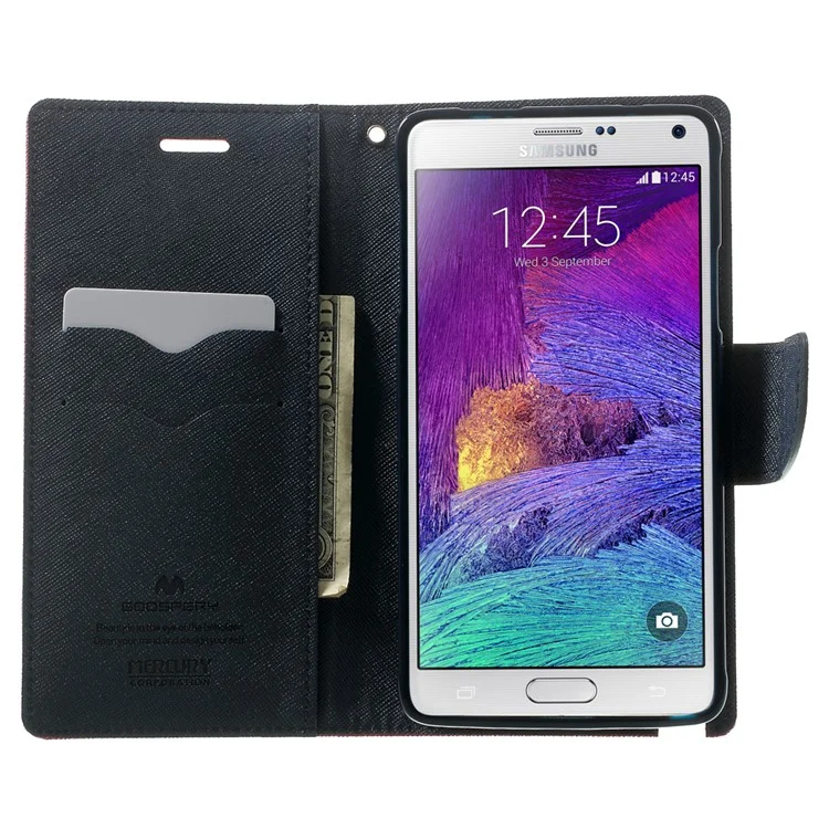 MERCURY Goospery Fancy Diary Leather Magnetic Cover w/ Stand for Samsung Galaxy Note 4 N910 - Rose