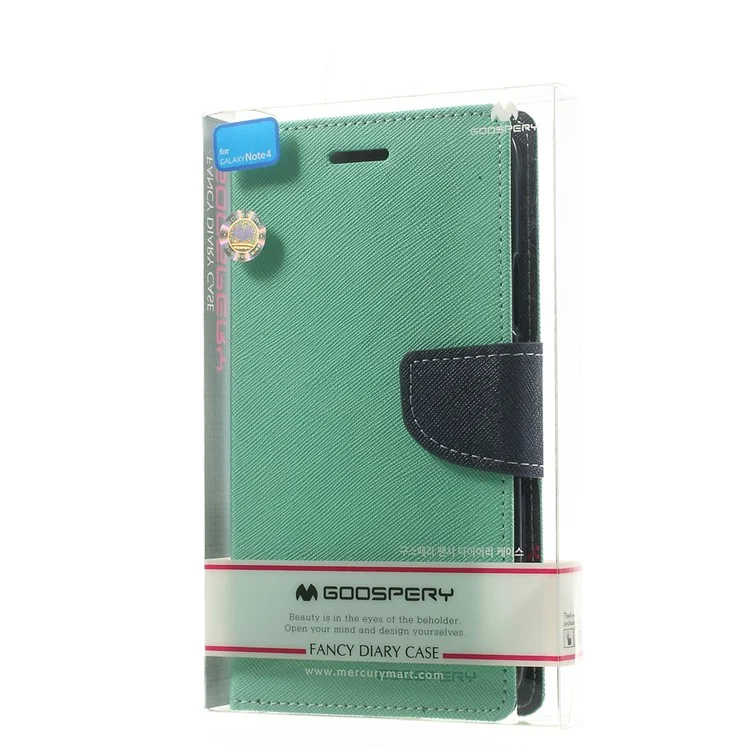 MERCURY Goospery Fancy Diary Magnetic Leather Stand Cover for Samsung Galaxy Note 4 N910 - Cyan