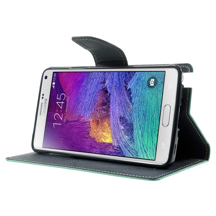 MERCURY Goospery Fancy Diary Magnetic Leather Stand Cover for Samsung Galaxy Note 4 N910 - Cyan