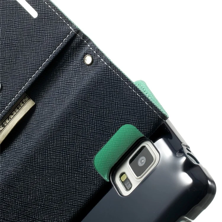 MERCURY Goospery Fancy Diary Magnetic Leather Stand Cover for Samsung Galaxy Note 4 N910 - Cyan
