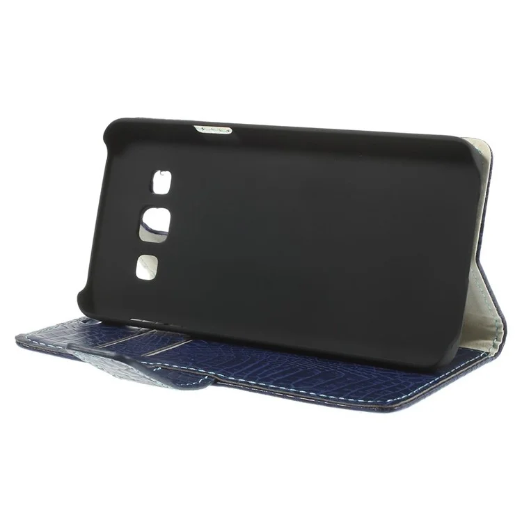 Crocodile Texture Magnetic Leather Stand Case for Samsung Galaxy A3 SM-A300F - Dark Blue
