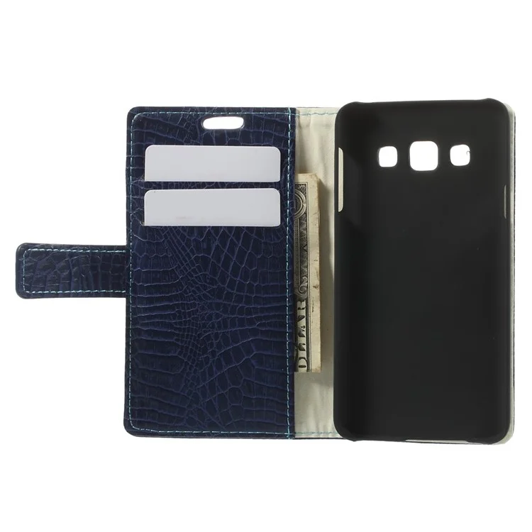 Crocodile Texture Magnetic Leather Stand Case for Samsung Galaxy A3 SM-A300F - Dark Blue