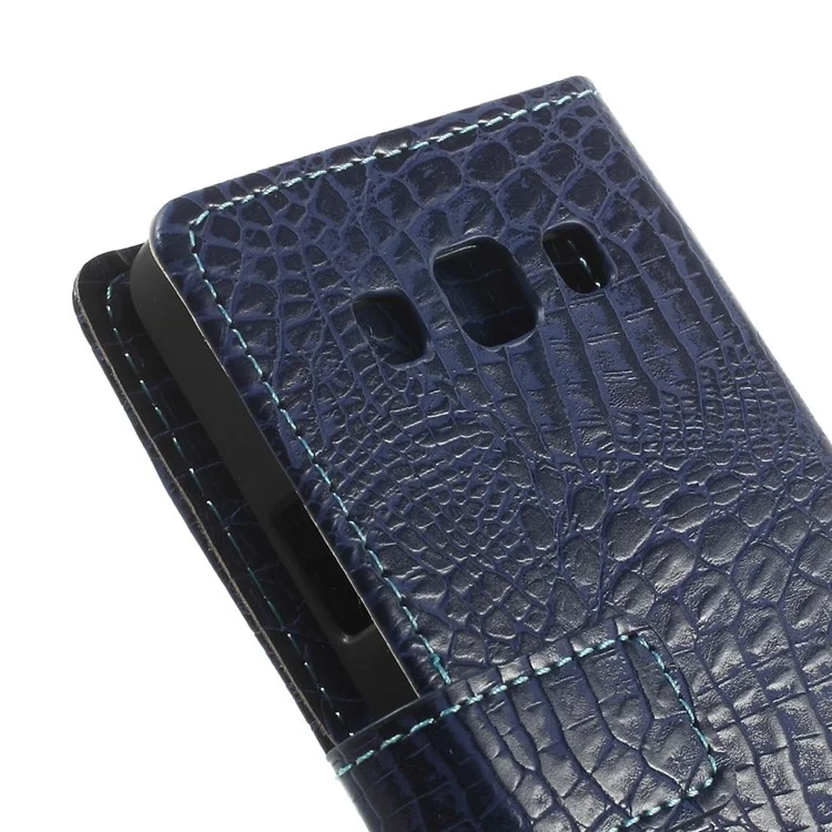Crocodile Texture Magnetic Leather Stand Case for Samsung Galaxy A3 SM-A300F - Dark Blue