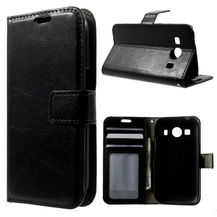 Crazy Horse Texture Leather Wallet Case for Samsung Galaxy Ace Style LTE G357FZ / Ace 4 G357FZ - Black