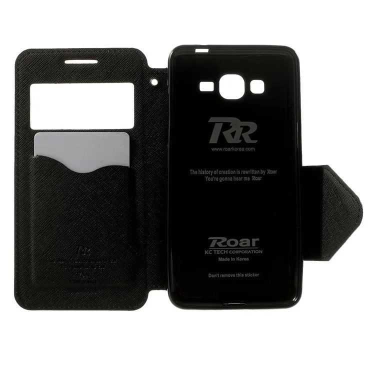 ROAR KOREA Diary View Window for Samsung Galaxy Grand Prime SM-G530H Magnetic Leather Stand Case - Black