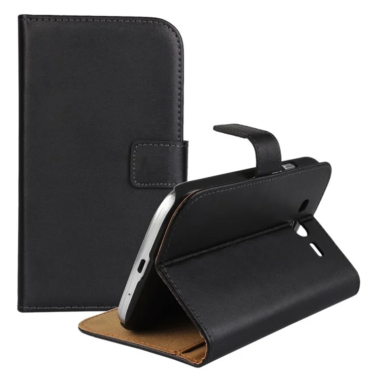 Split Genuine Leather for Samsung Galaxy Grand Neo I9060 Wallet Magnetic Shell - Black