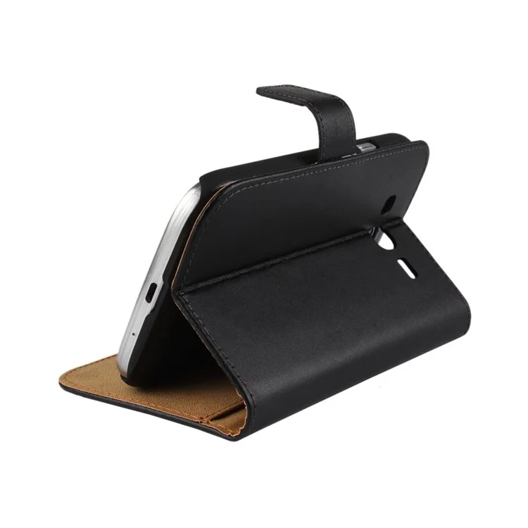 Split Genuine Leather for Samsung Galaxy Grand Neo I9060 Wallet Magnetic Shell - Black
