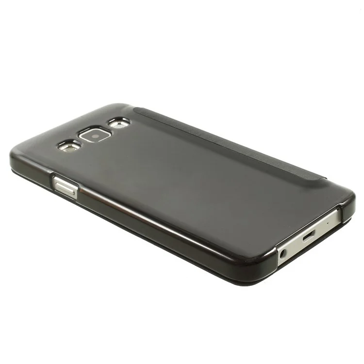 For Samsung Galaxy A3 SM-A300F View Window Leather Cover w/ PC Back - Black