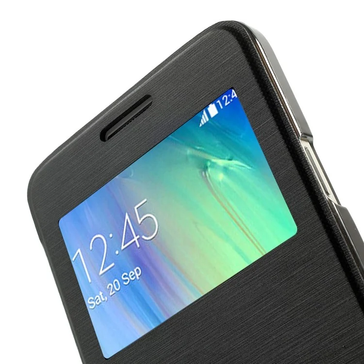 For Samsung Galaxy A3 SM-A300F View Window Leather Cover w/ PC Back - Black