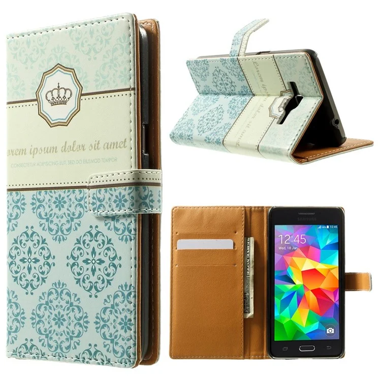 Folio Wallet Leather Stand Case for Samsung Galaxy Grand Prime SM-G530H - Laces & Crown