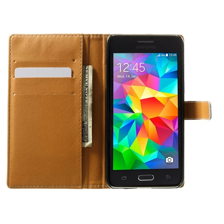 Folio Wallet Leather Stand Case for Samsung Galaxy Grand Prime SM-G530H - Laces & Crown