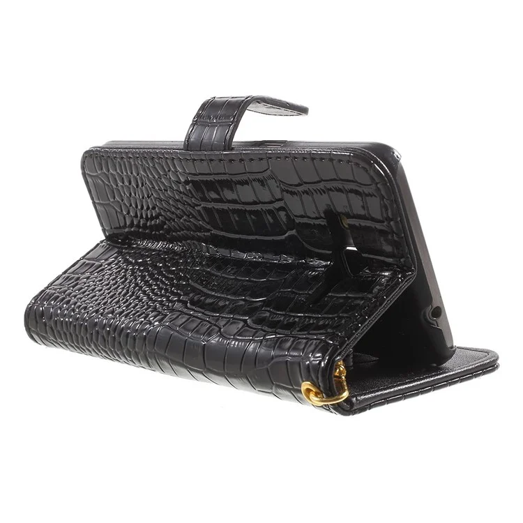 Crocodile Texture Leather Wallet Case for Samsung Galaxy Grand Prime G530H - Black
