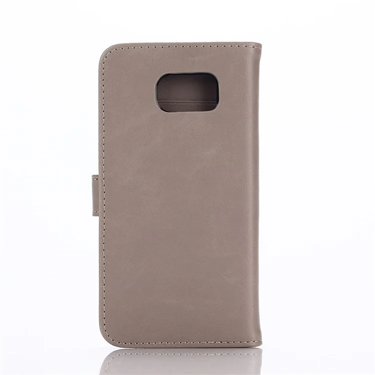 Retro Style Card Cash Holder Leather Cover for Samsung Galaxy S6 G920 - Grey