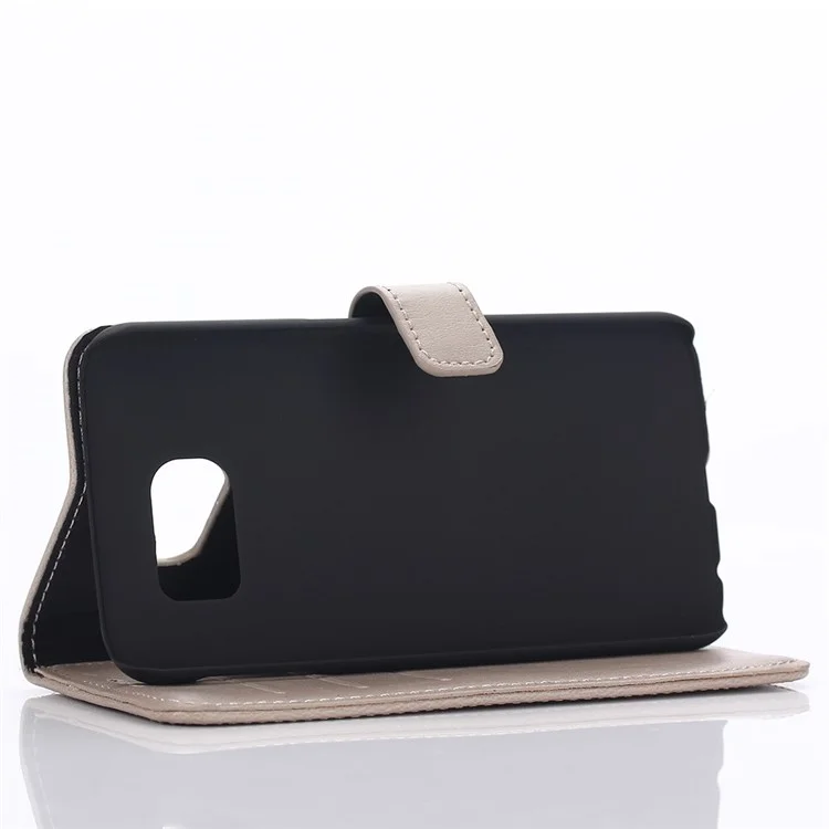Retro Style Card Cash Holder Leather Cover for Samsung Galaxy S6 G920 - Grey