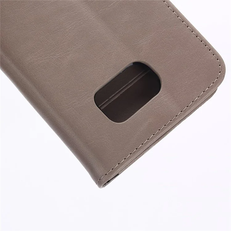 Retro Style Card Cash Holder Leather Cover for Samsung Galaxy S6 G920 - Grey