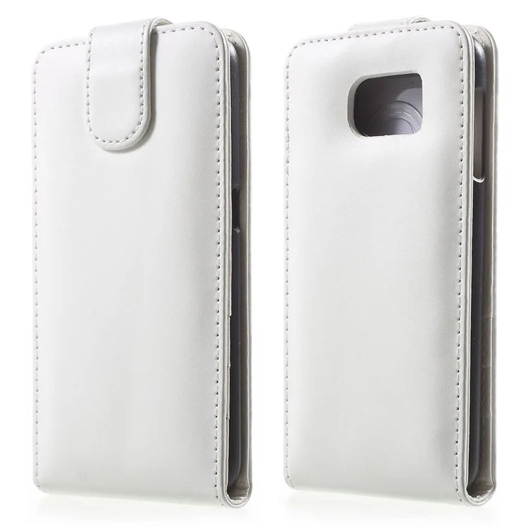 Vertical Magnetic Flip Leather Case Cover for Samsung Galaxy S6 G920 - White